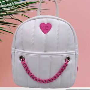 Nwt Betsey Johnson Cream & Pink 🩷 Quilted Mini Backpack